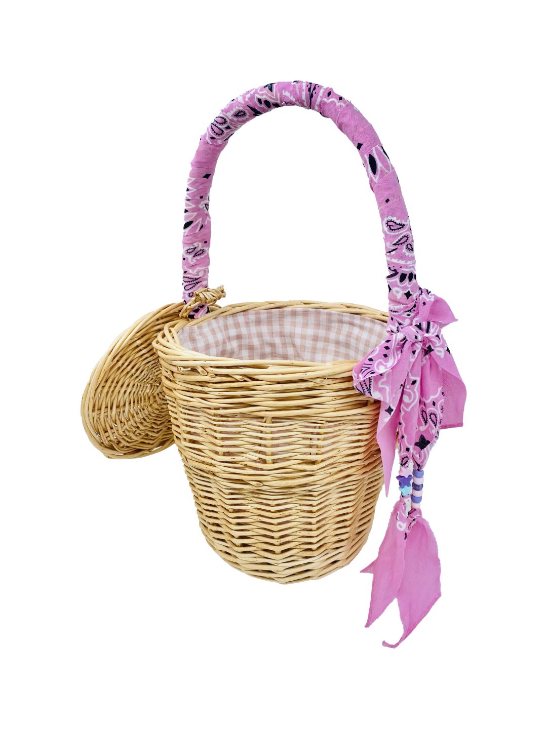 BORSA SECCHIELLO IN VIMINI Bandana rosa