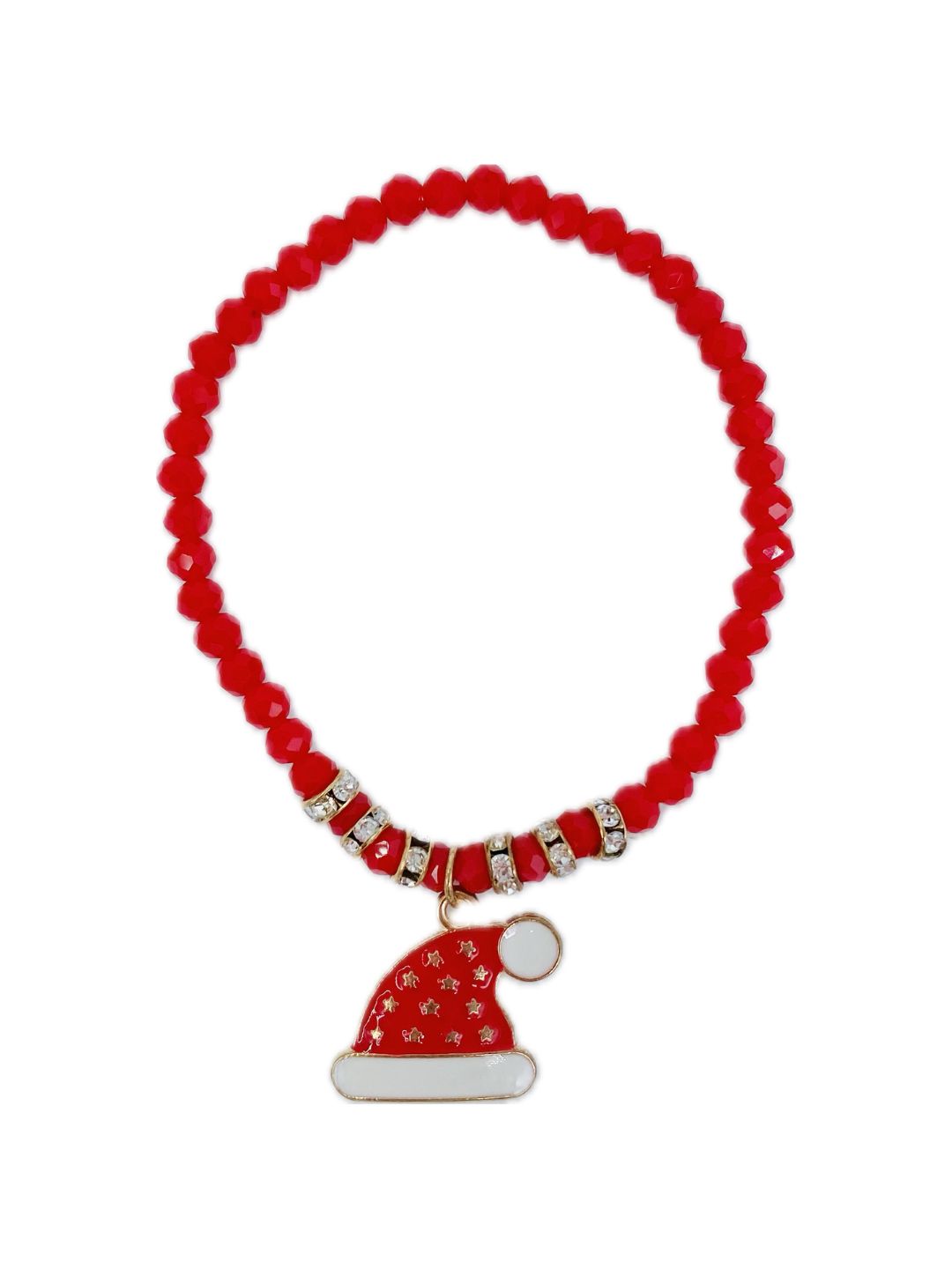 Bracciale Cristalli Rossi e Charm Natalizio Elasticizzato ❤️