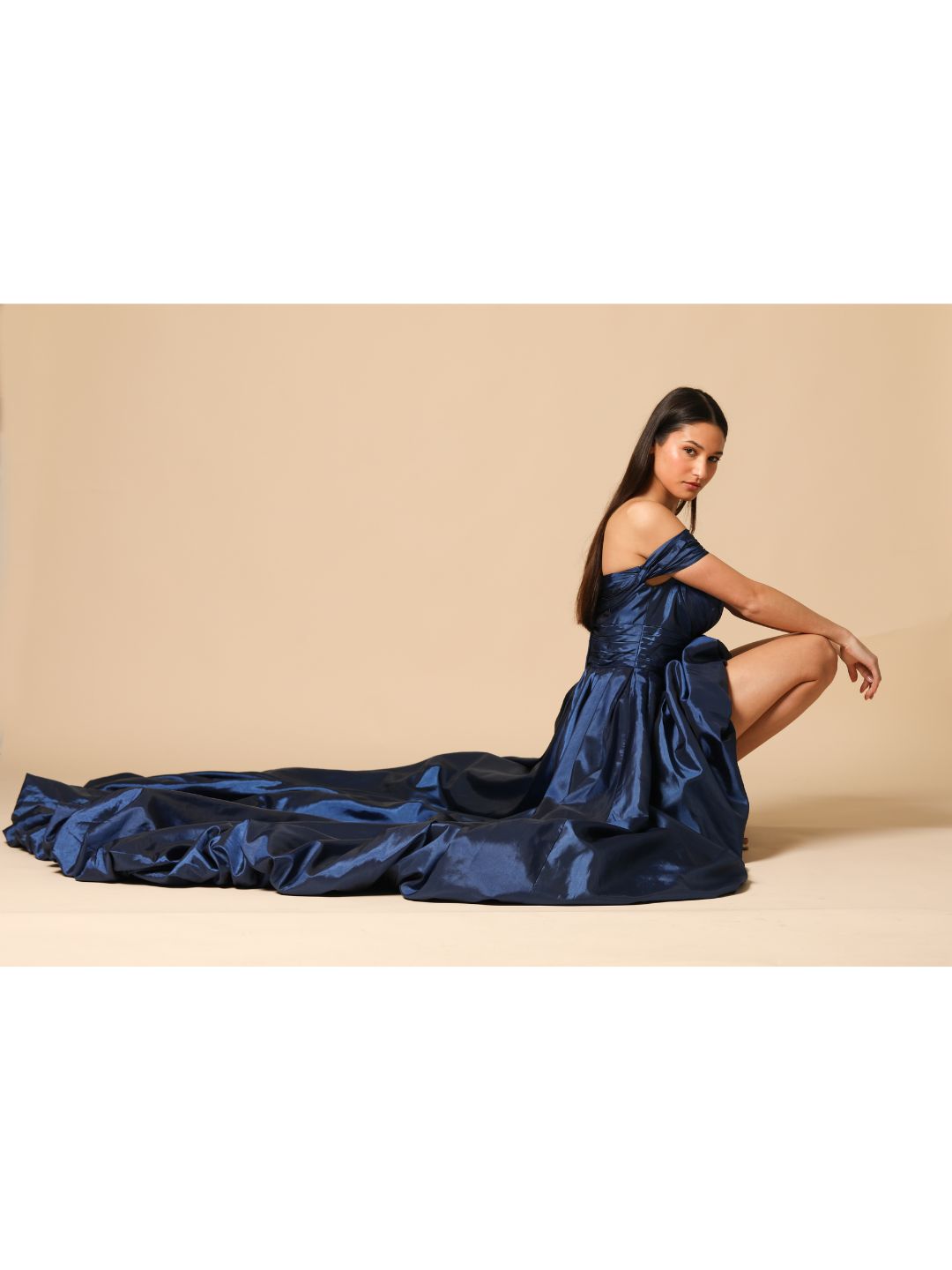 ASYMMETRIC CEREMONIAL DRESS NIGHT BLUE 272