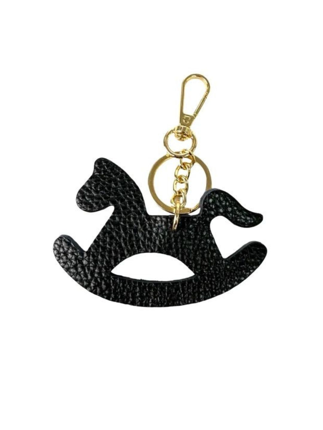 CAVALLO A DONDOLO PORTACHIAVI IN PELLE NERO 19002