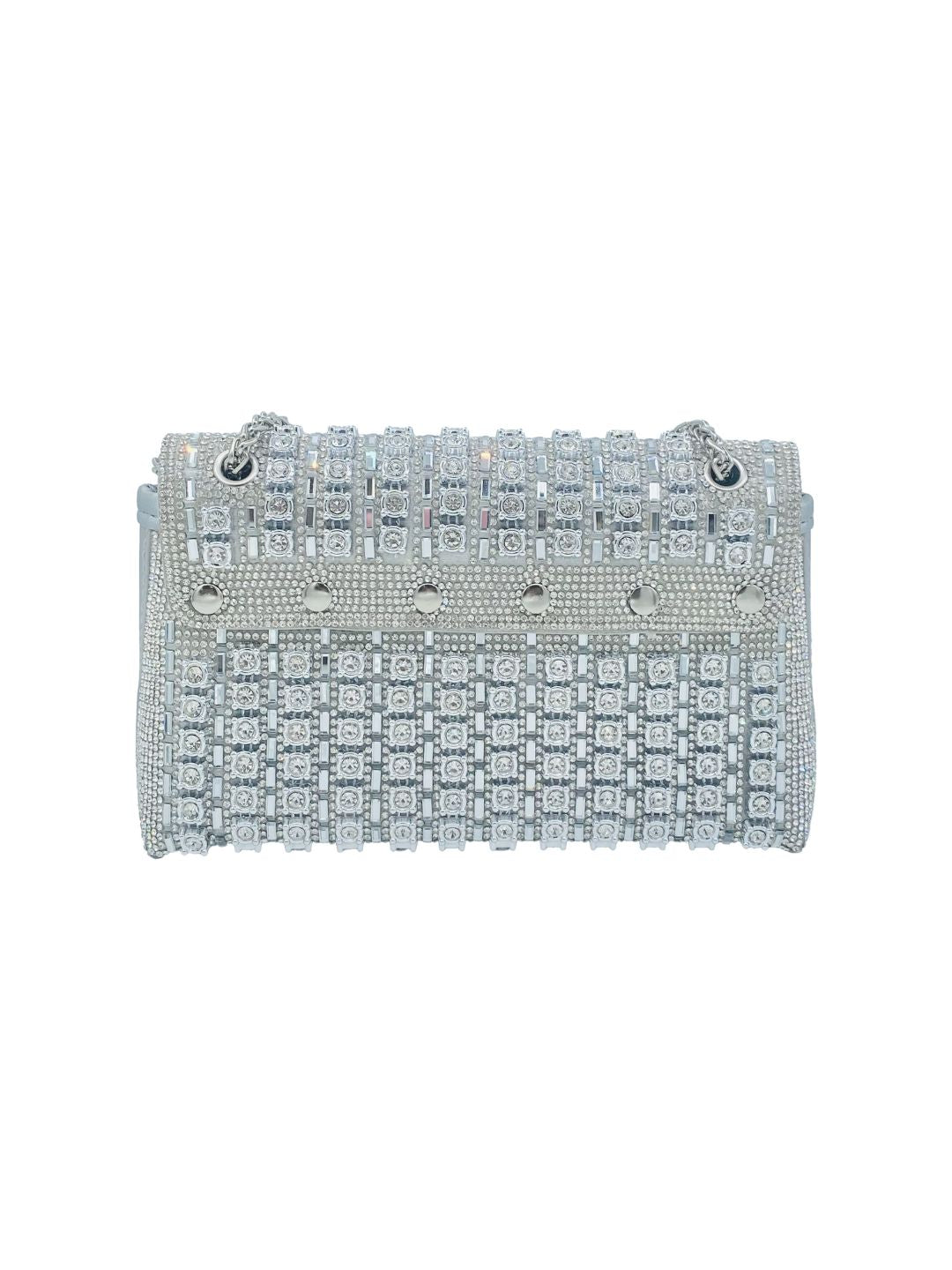 Pochette a Spalla con Strass Argento 9202