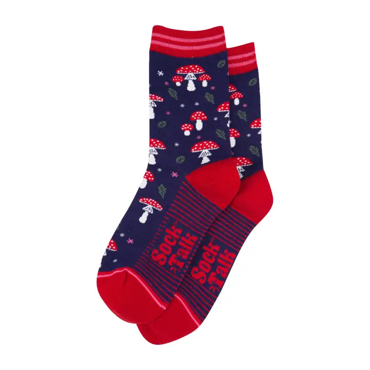 CALZINI IN BAMBÙ Blu Navy e Rosso con Funghetti 4536TOANB