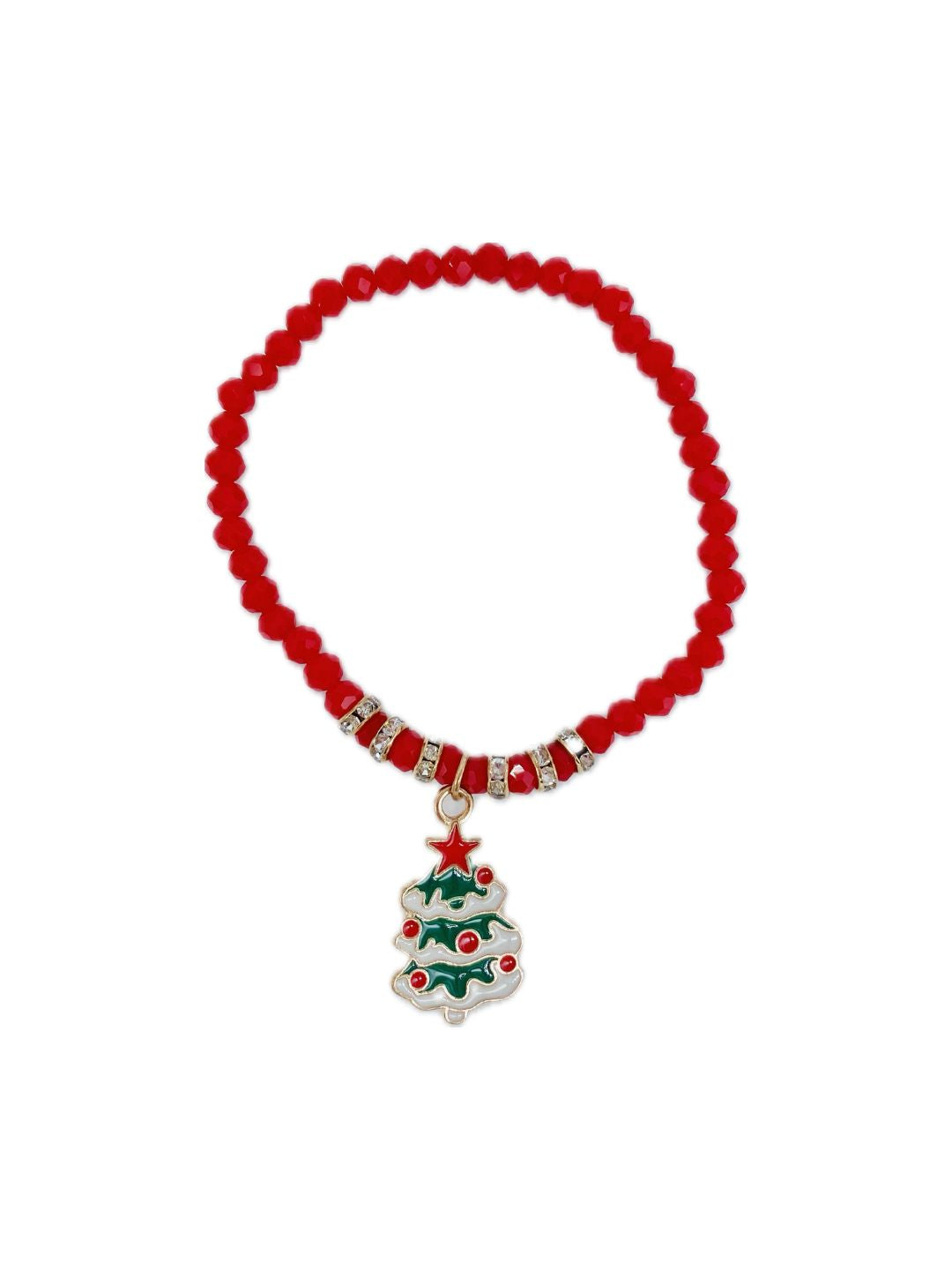 Bracciale Cristalli Rossi e Charm Natalizio Elasticizzato ❤️