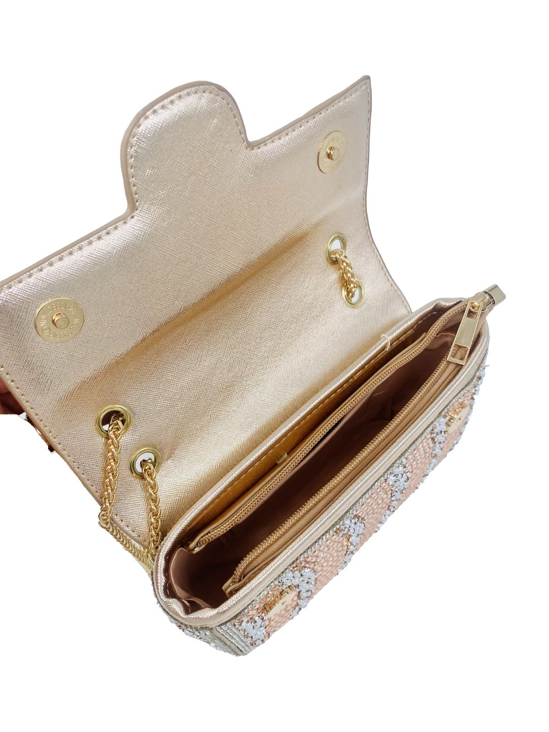 Pochette a Spalla con Specchietti e Strass Oro Rosa 6010