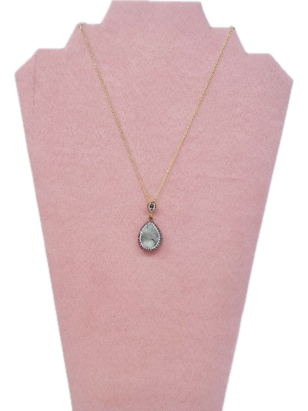 AGATE AND GLITTER PENDANT NECKLACE 1059