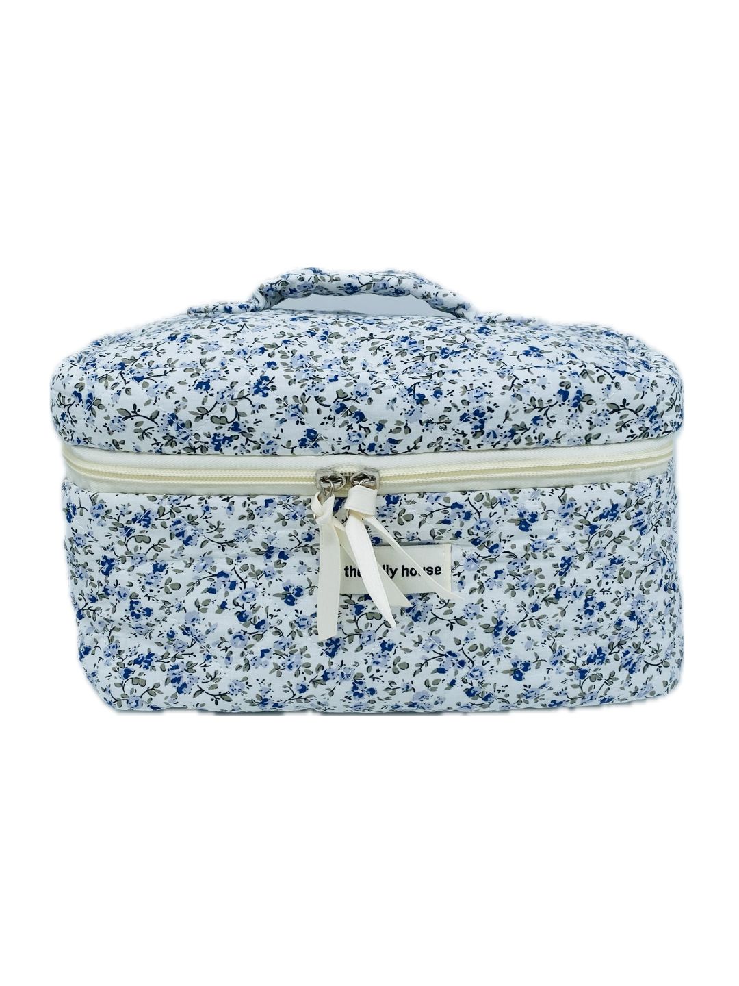 BEAUTY CASE TRAPUNTATO Fiori Blu