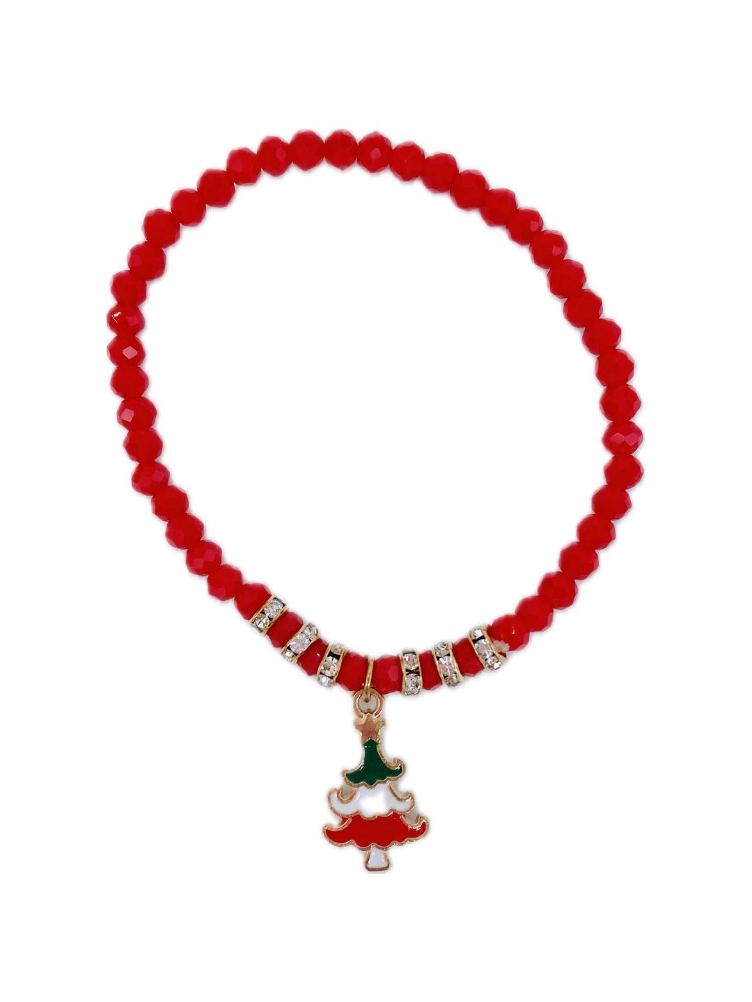 Bracciale Cristalli Rossi e Charm Natalizio Elasticizzato ❤️