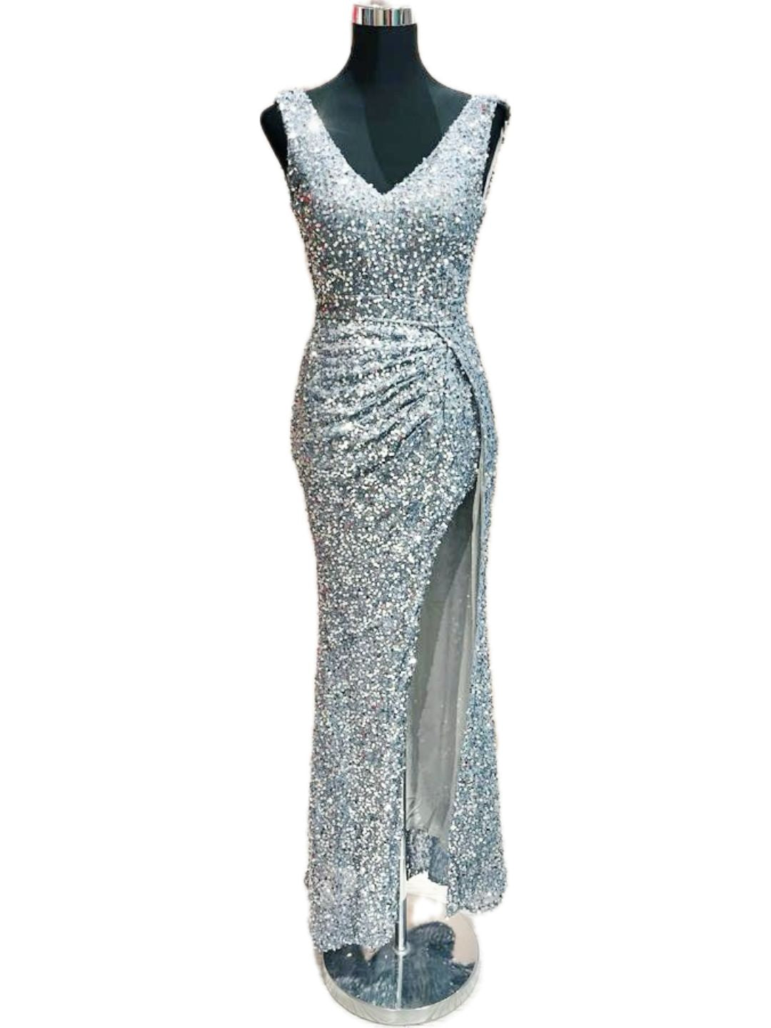 ABITO CERIMONIA PAILLETTES ARGENTO 18968