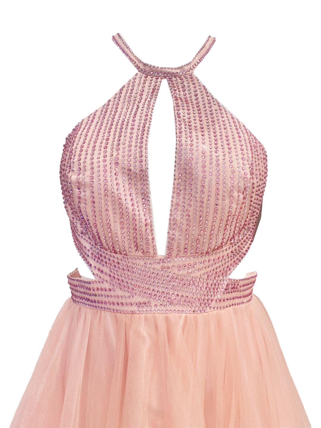 ABITO CERIMONIA Strass e Tulle Rosa 722