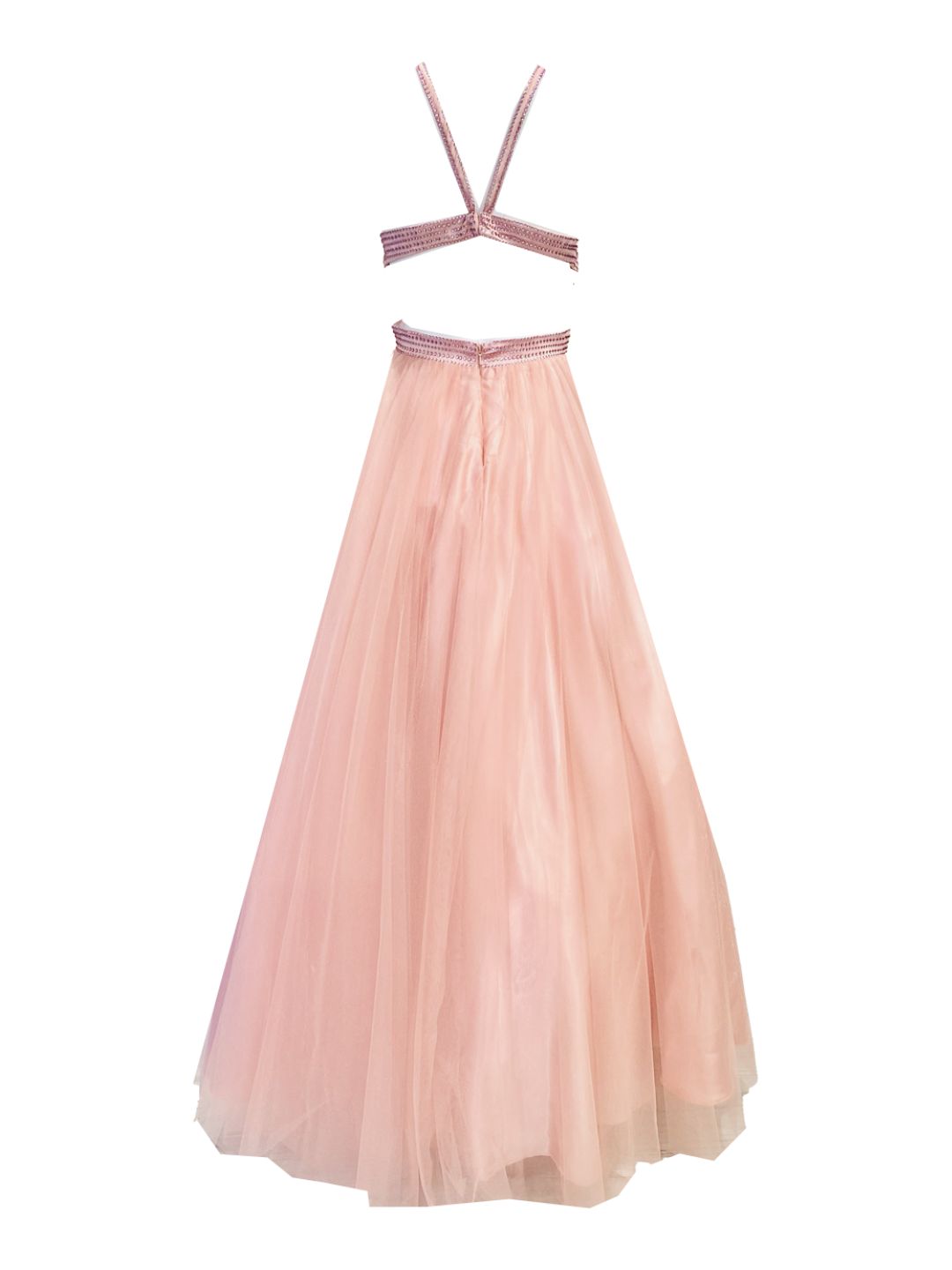 ABITO CERIMONIA Strass e Tulle Rosa 722