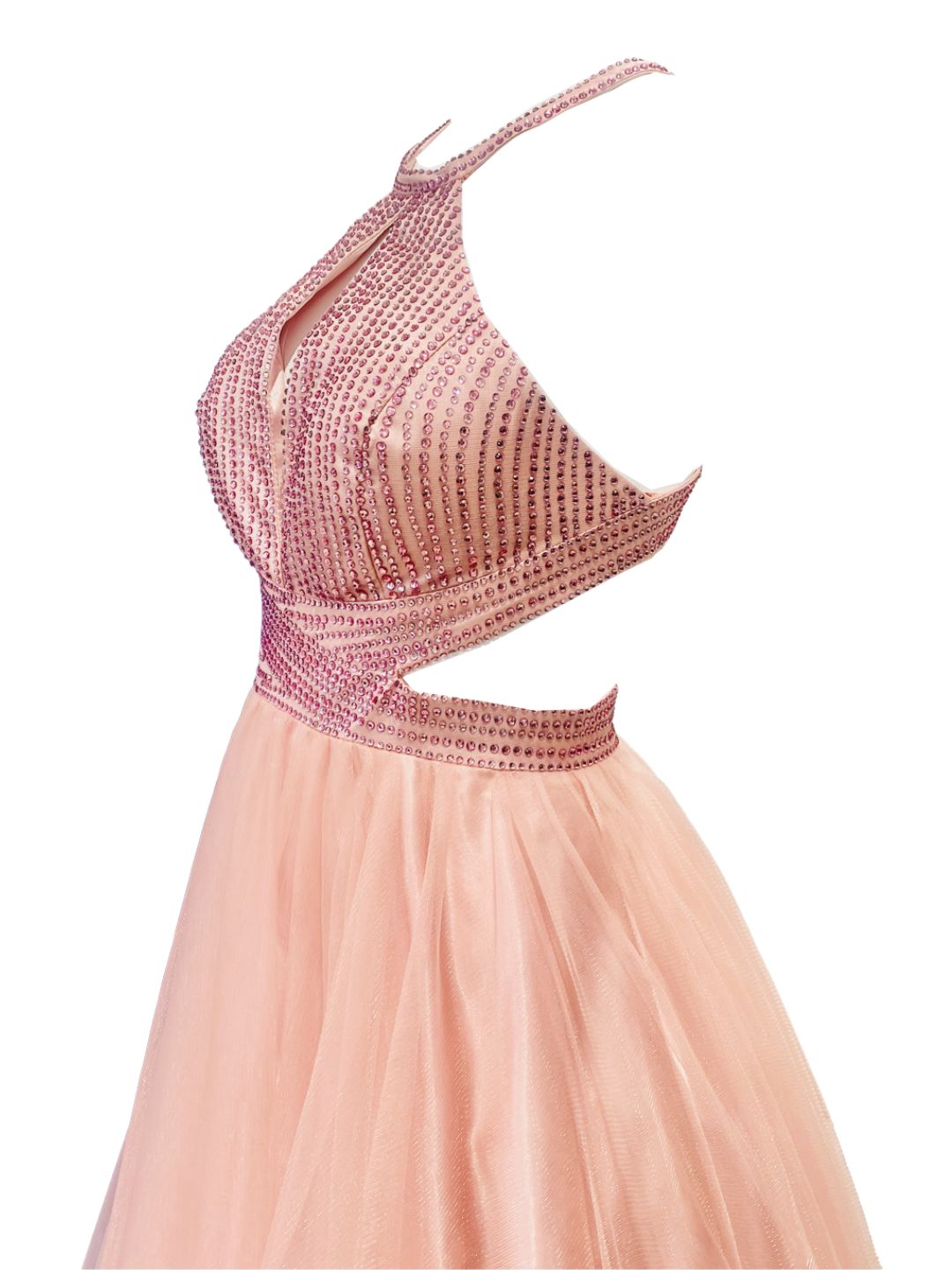 ABITO CERIMONIA Strass e Tulle Rosa 722