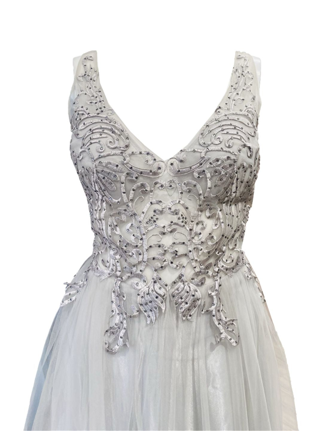 ABITO CERIMONIA TULLE GRIGIO PERLA 203