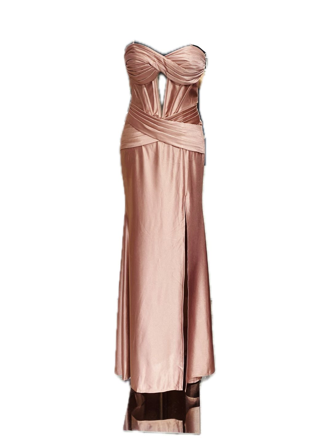 FITTED CEREMONIAL DRESS IN PINK SATIN 24102