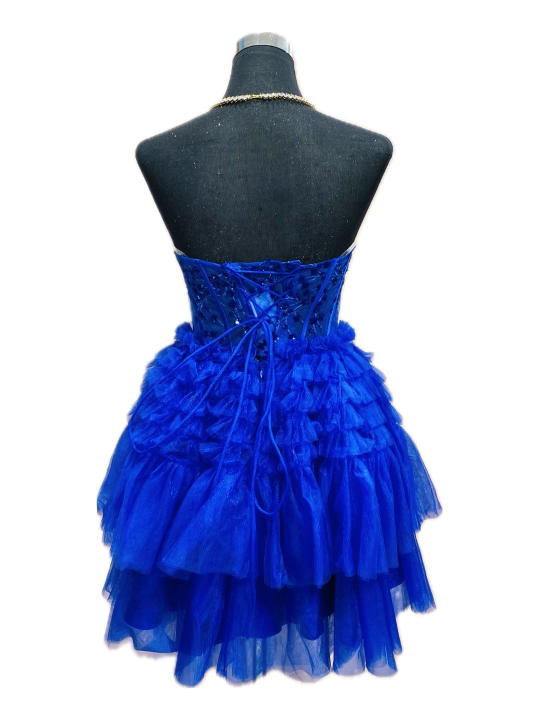 ABITO DA CERIMONIA CORTO TULLE BLU COBALTO 6520