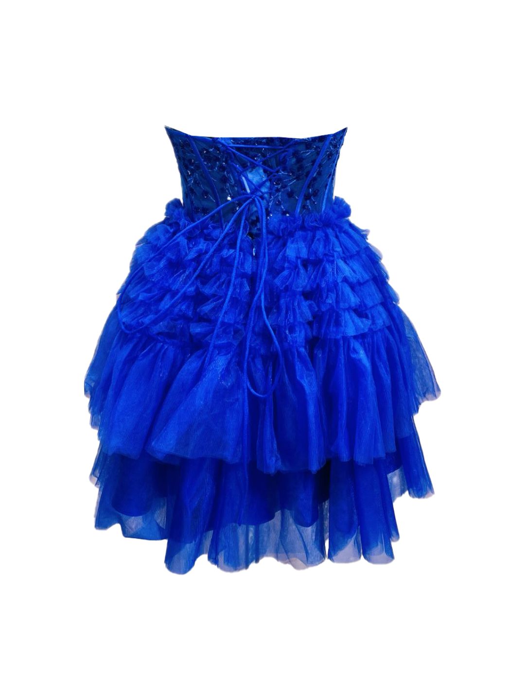 ABITO DA CERIMONIA CORTO TULLE BLU COBALTO 6520