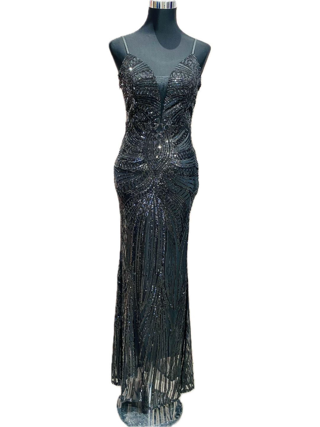 ABITO DA CERIMONIA ELEGANTE PAILETTES NERO 19330