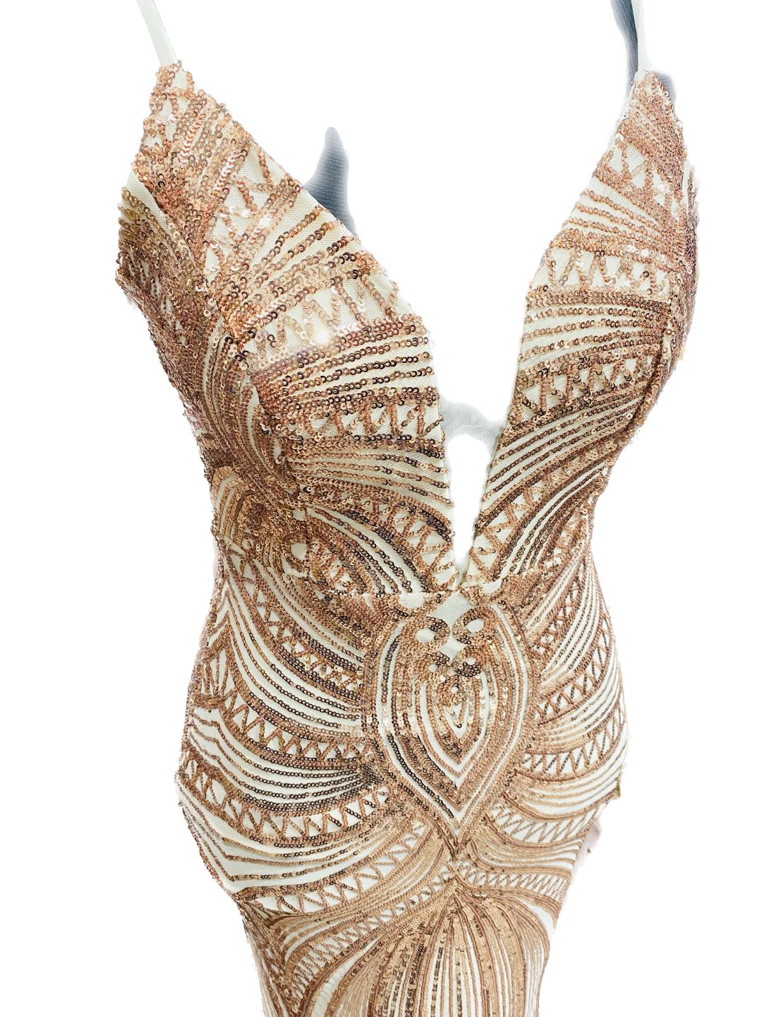 ABITO DA CERIMONIA ELEGANTE PAILETTES ORO ROSA 19330