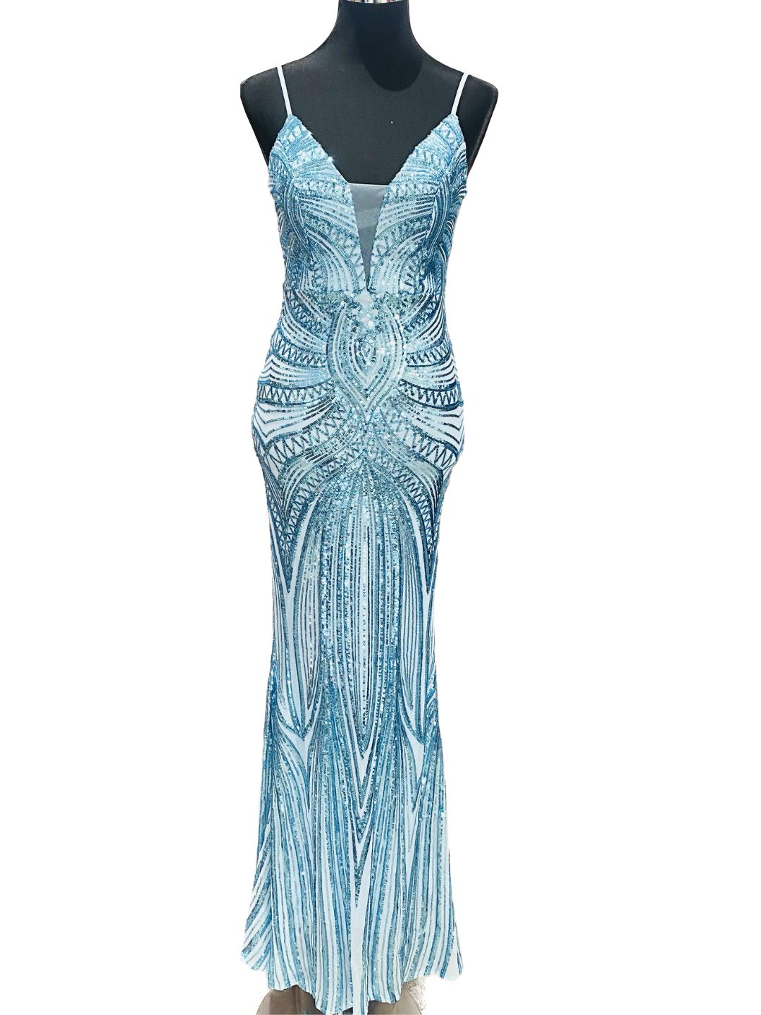 ABITO DA CERIMONIA ELEGANTE PAILETTES TURCHESE 19330