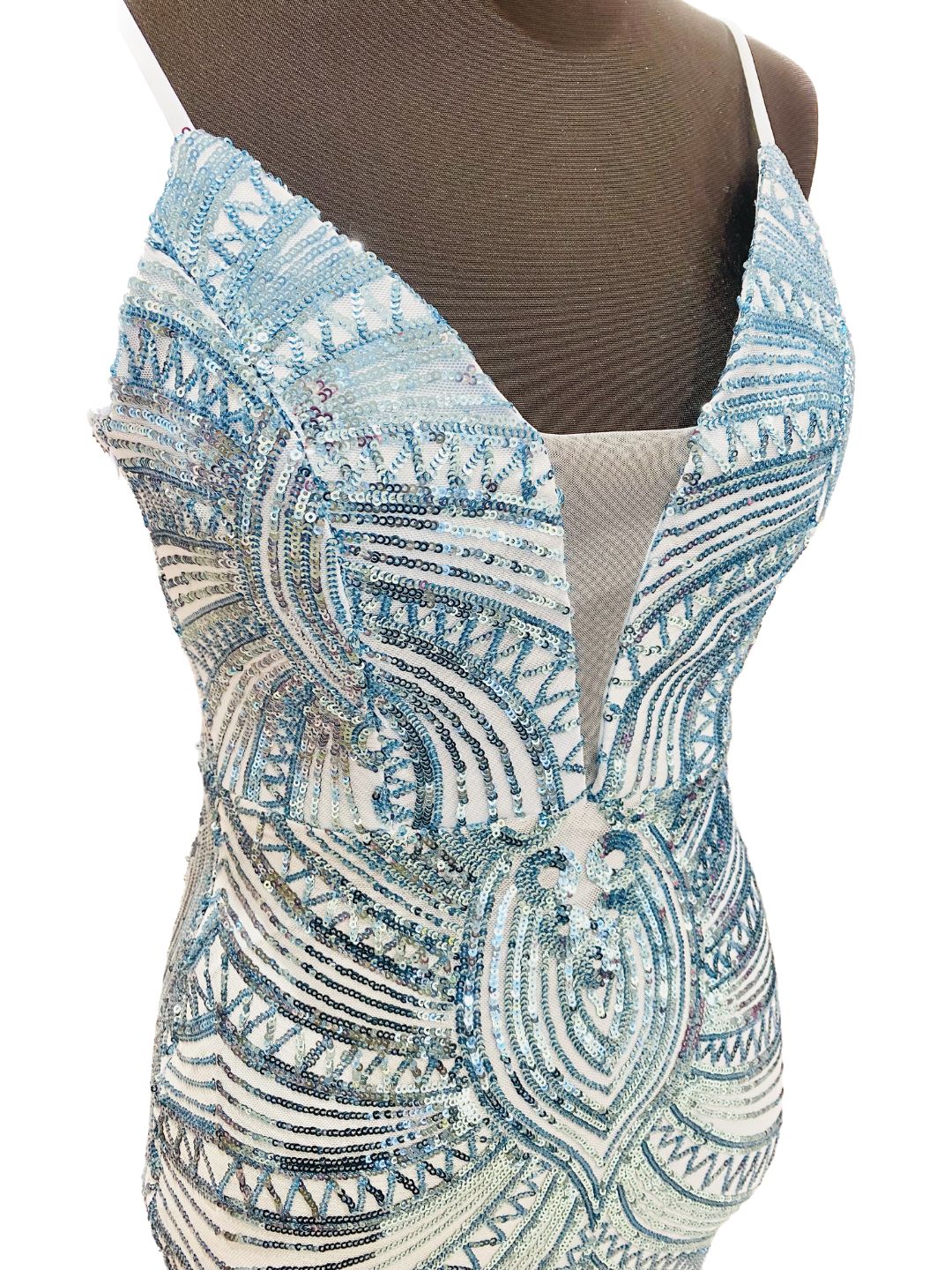 ABITO DA CERIMONIA ELEGANTE PAILETTES TURCHESE 19330