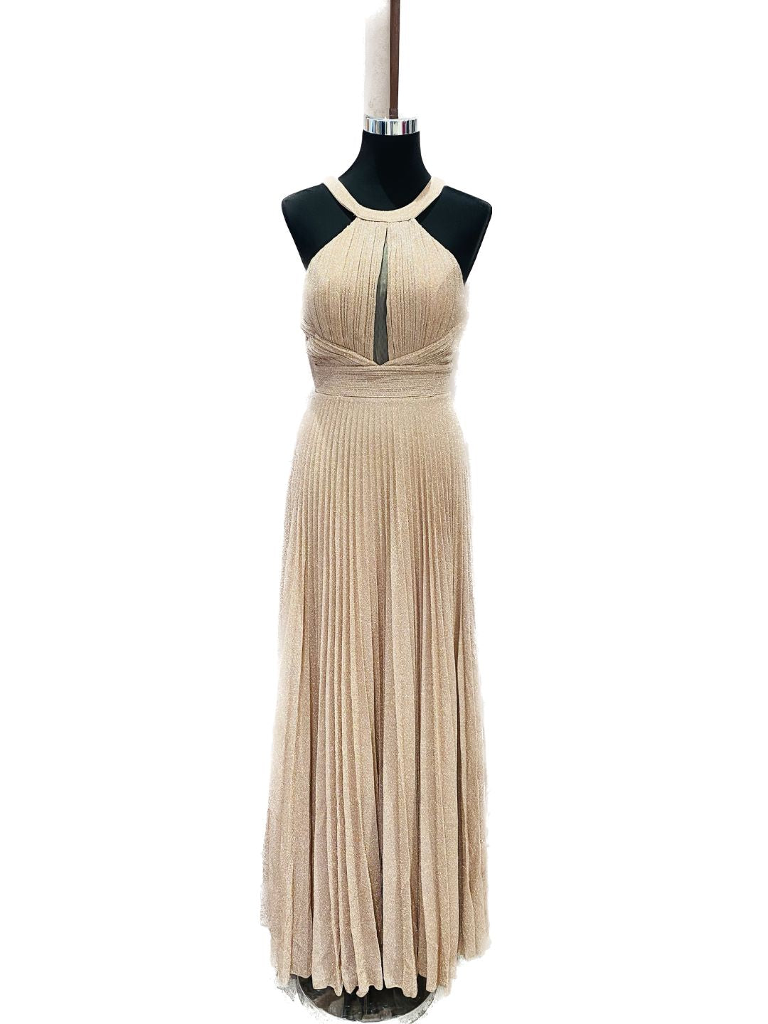 ABITO DA CERIMONIA ELEGANTE PLISSETTATO ORO ROSA A26