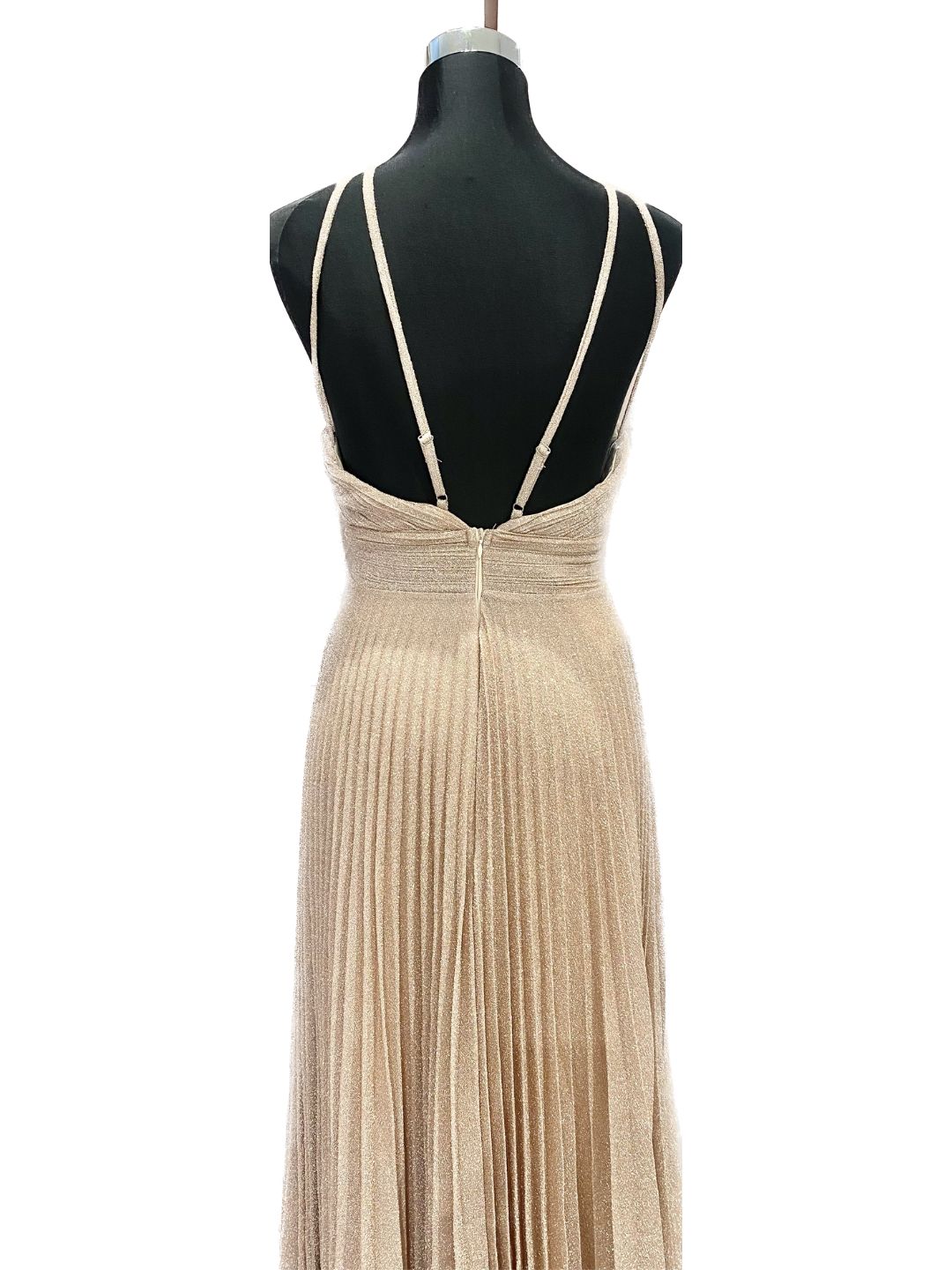 ABITO DA CERIMONIA ELEGANTE PLISSETTATO ORO ROSA A26