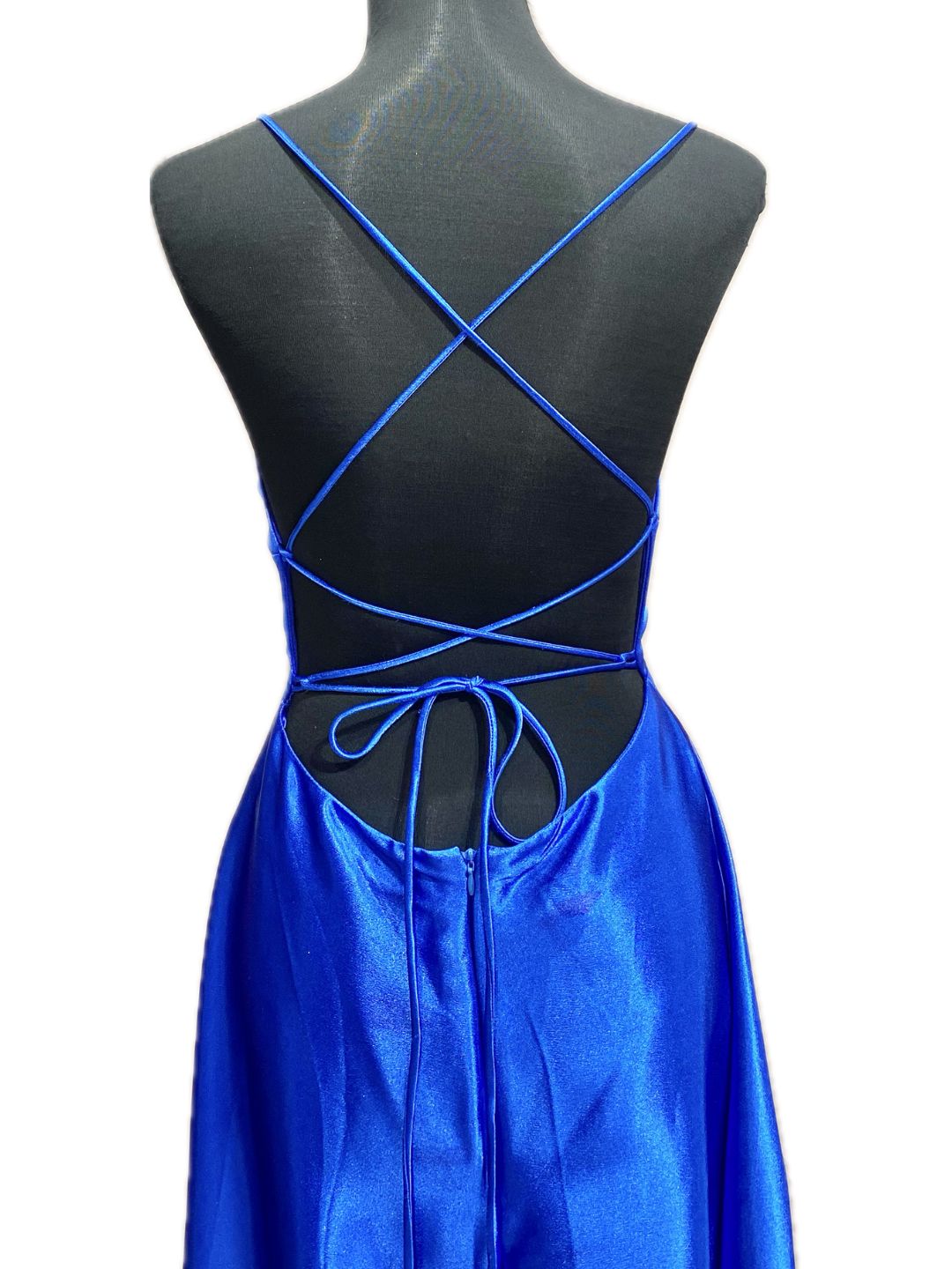 COBALT BLUE SATIN CEREMONIAL DRESS A08
