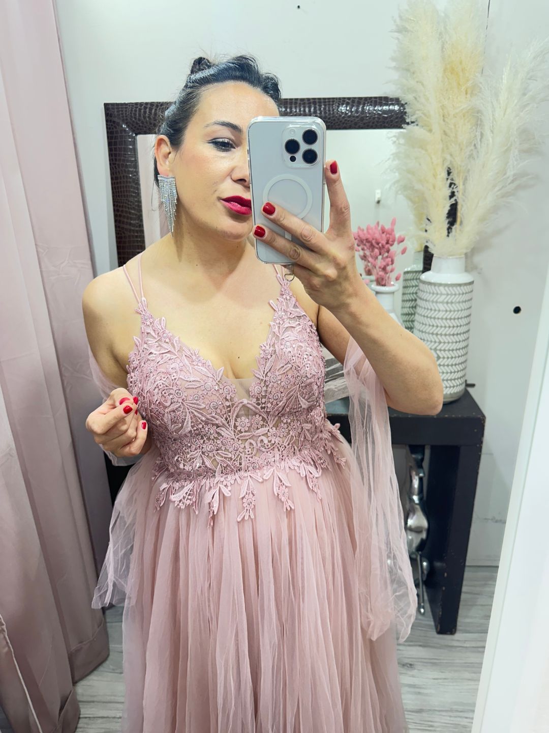 ABITO DA CERIMONIA TULLE ROSA 9108