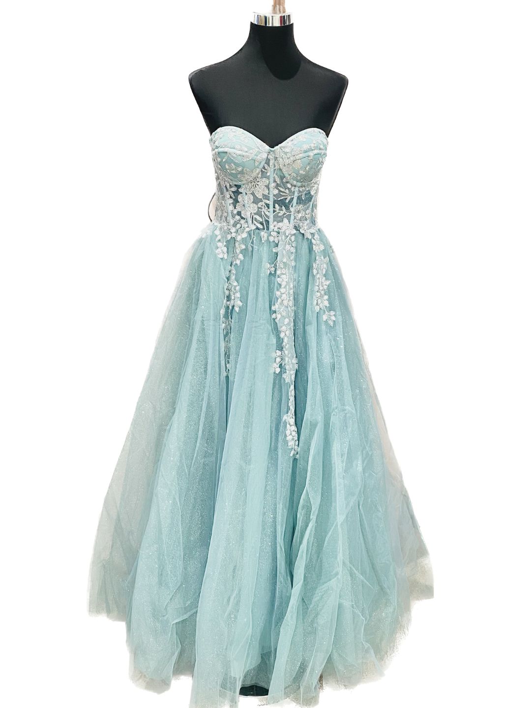 ABITO DA CERIMONIA TULLE VERDE ACQUA 6418