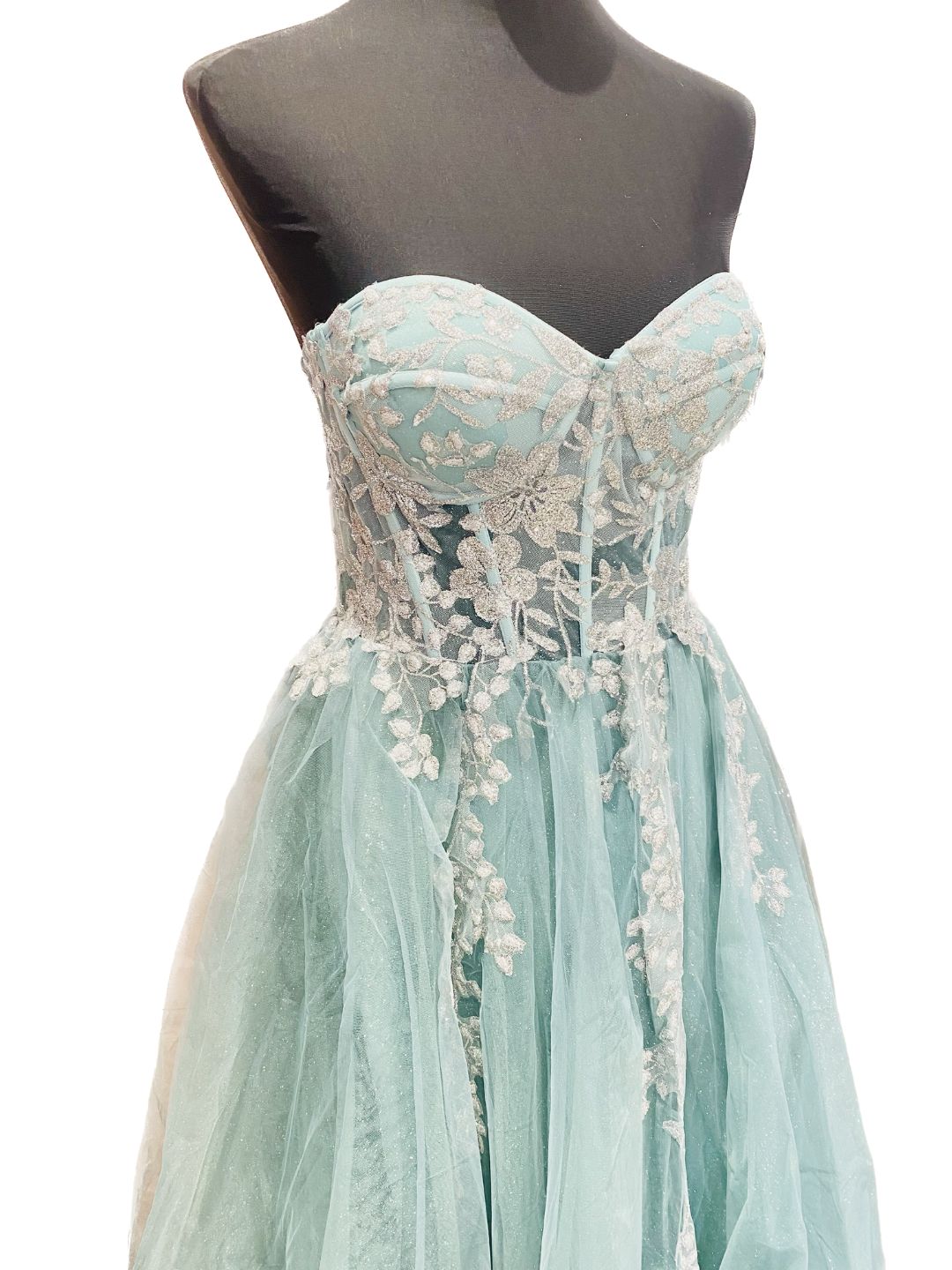 ABITO DA CERIMONIA TULLE VERDE ACQUA 6418
