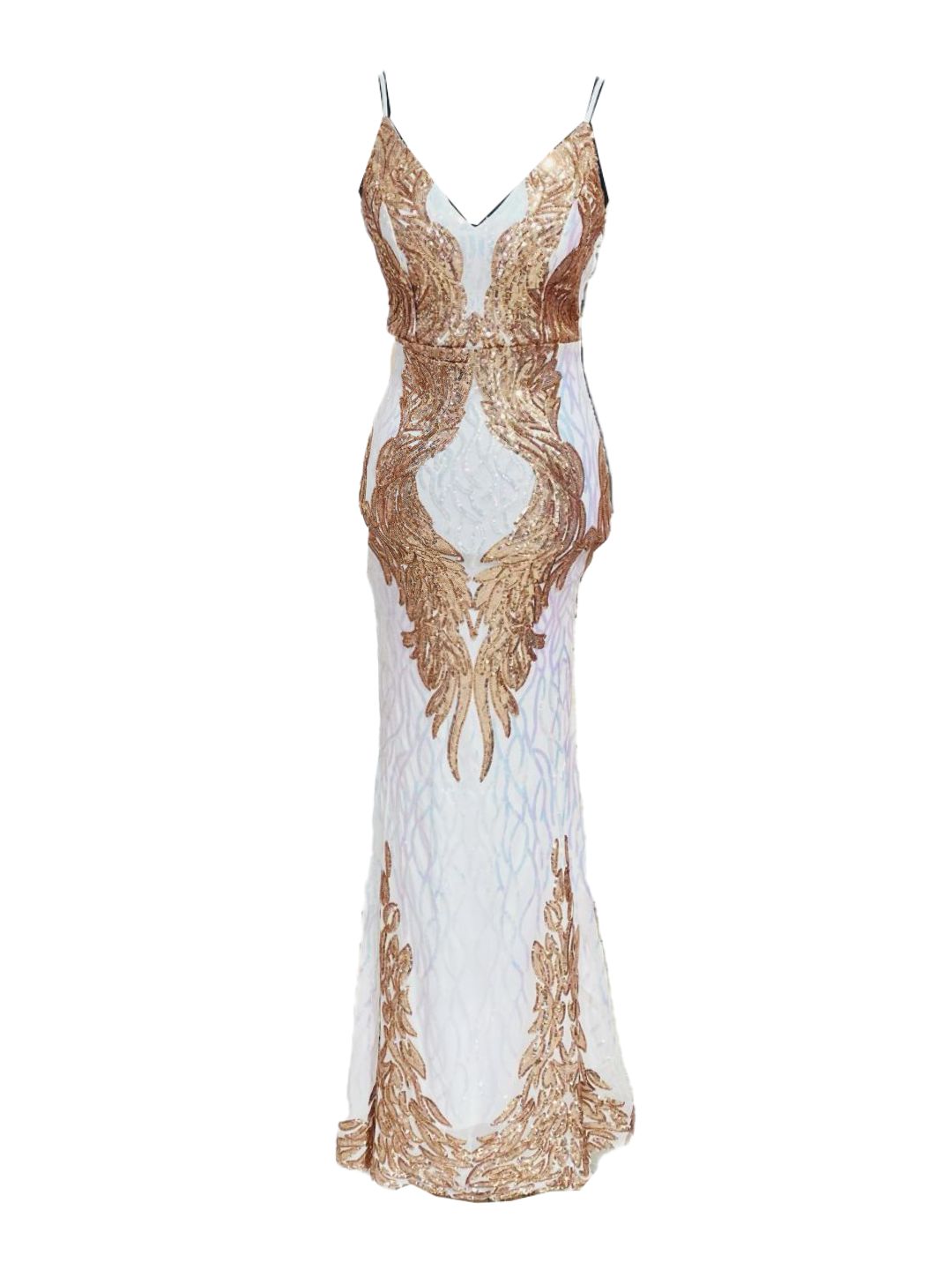 ABITO ELEGANTE PAILETTES BIANCO E ORO ROSA 18800