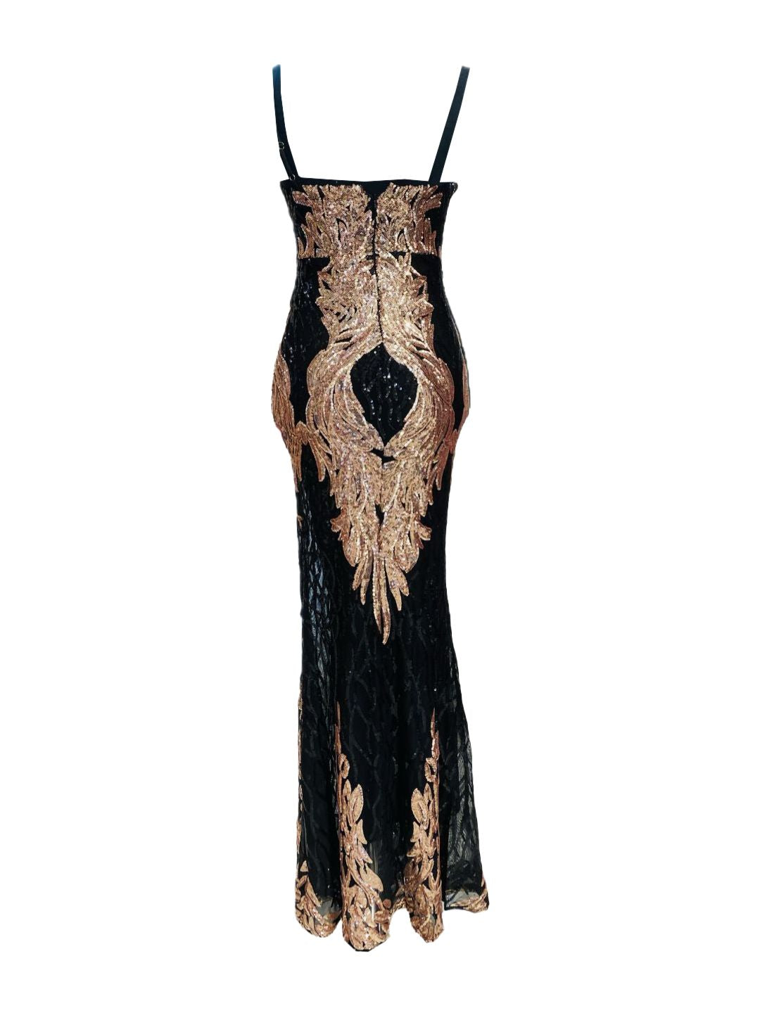 ELEGANT BLACK AND ROSE GOLD SEQUINED DRESS 18800