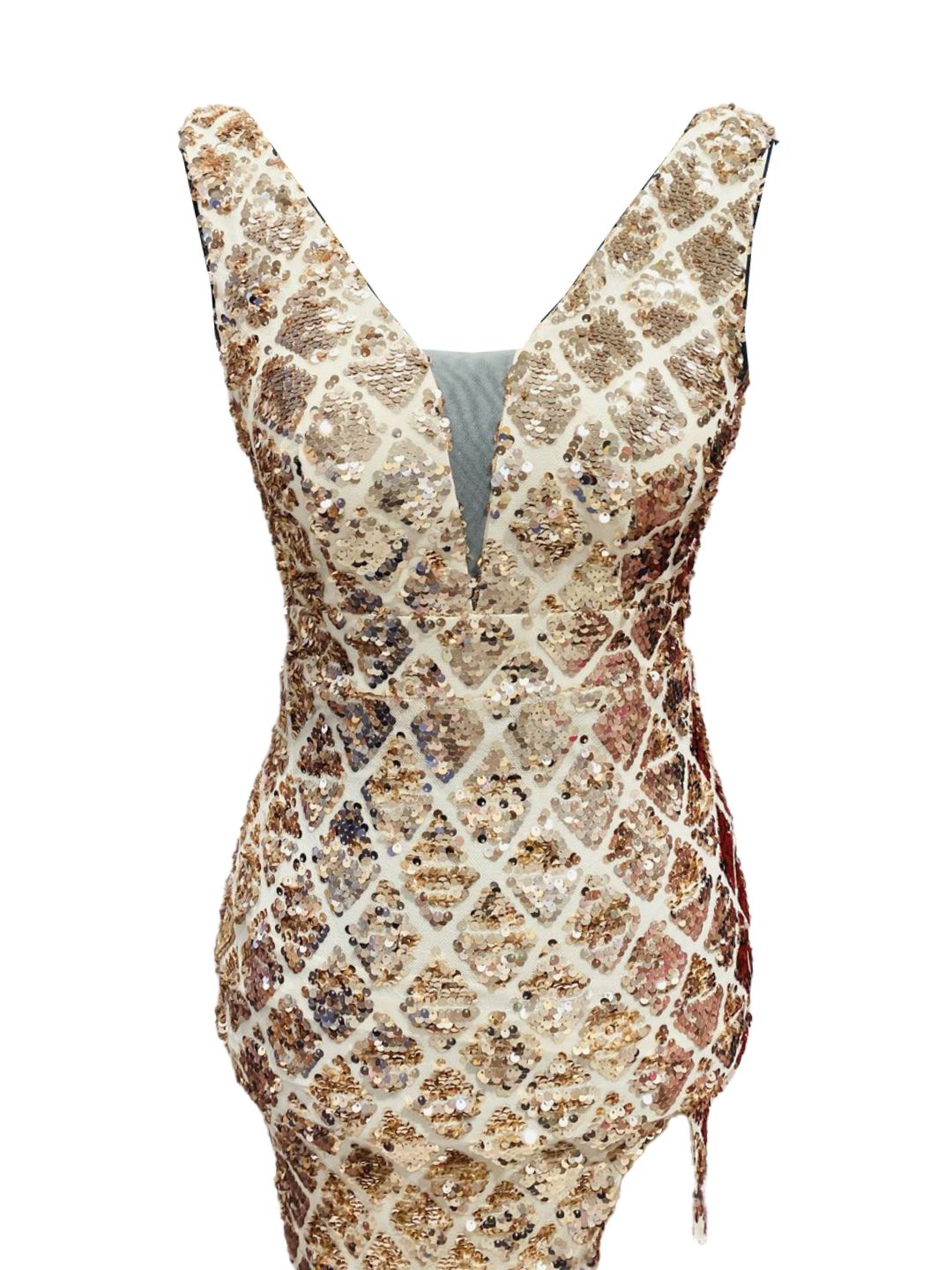 ABITO SIRENA ELEGANTE PAILETTES ORO ROSA 19757