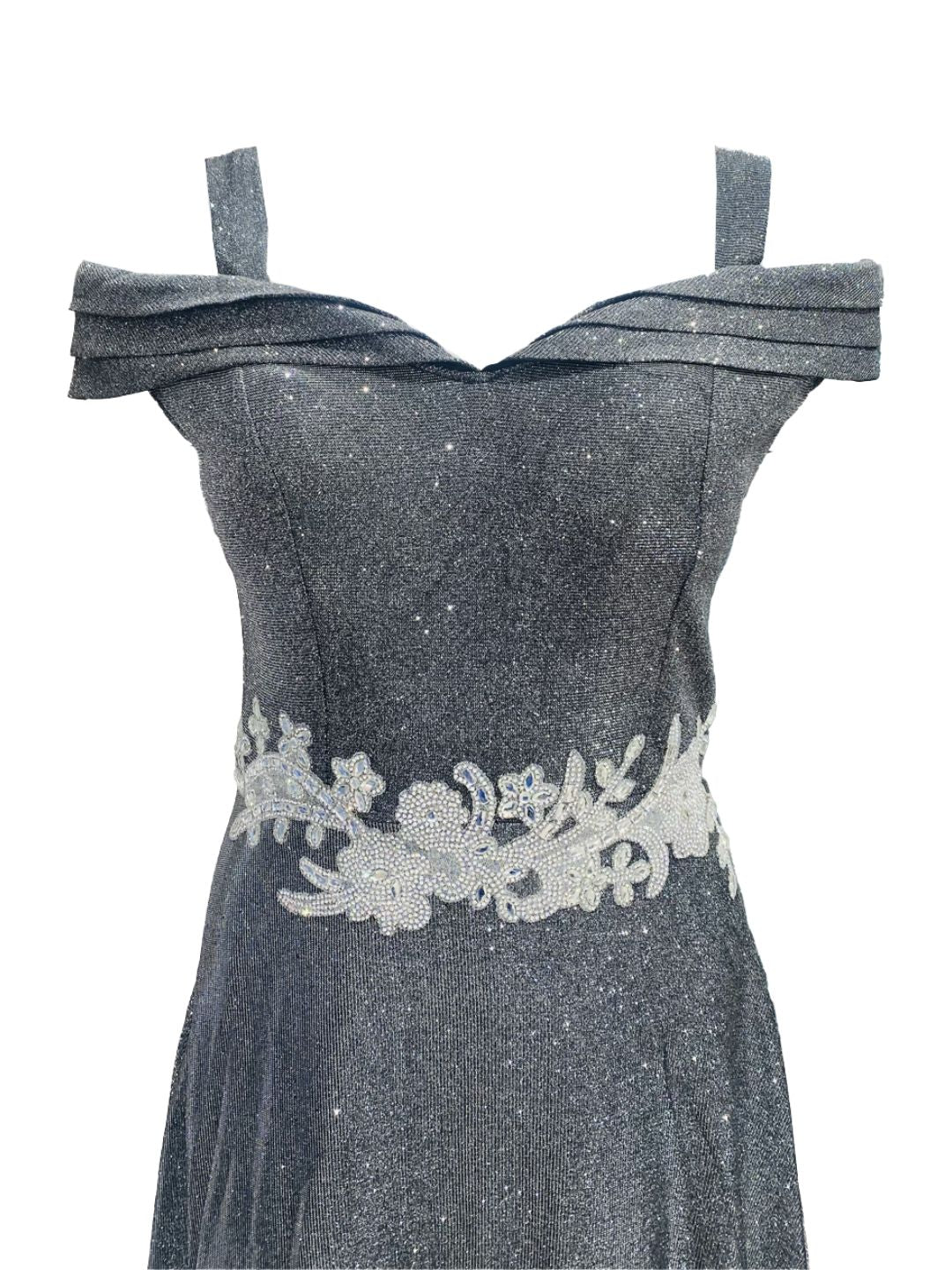 Abito Cerimonia Dritto Glitterato Grigio 8982