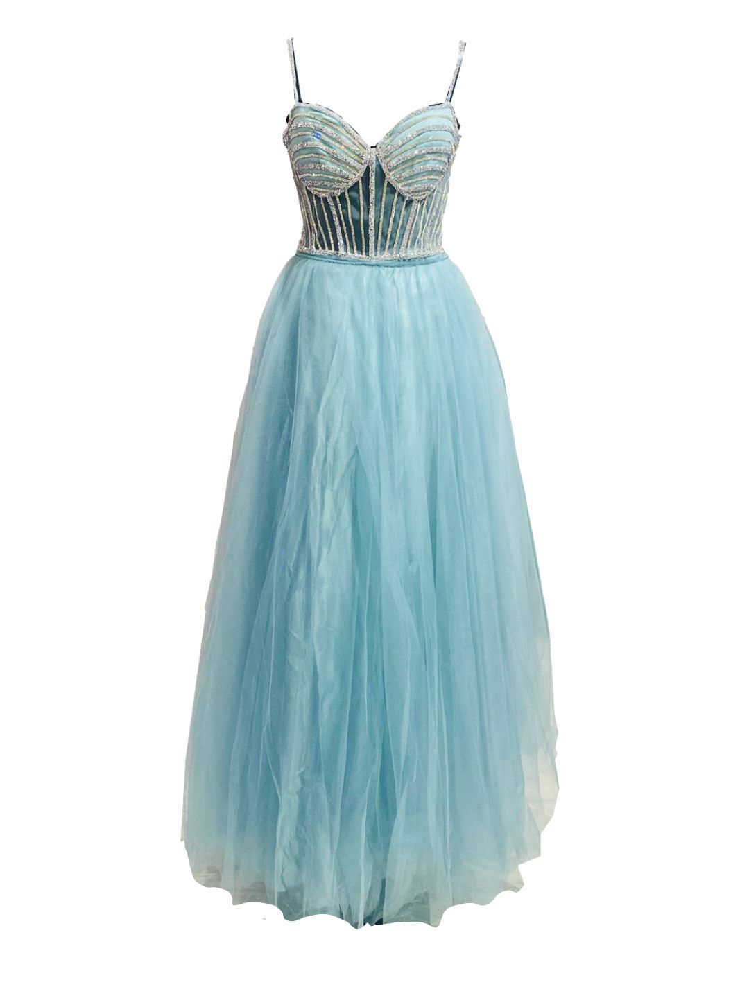 Abito Cerimonia convertibile inTulle Verde acqua 6619S