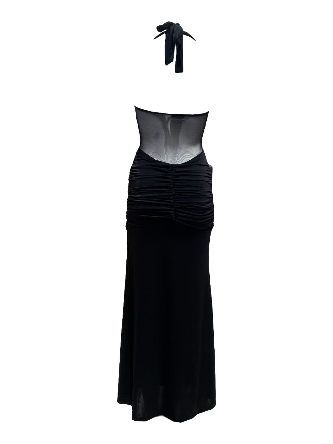 Abito Lungo Nero con Spacco 11796