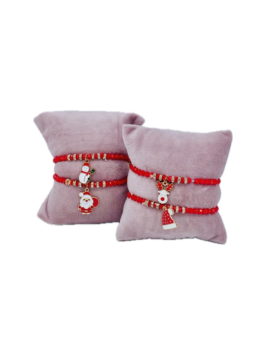 Bracciale Cristalli Rossi e Charm Natalizio Elasticizzato ❤️