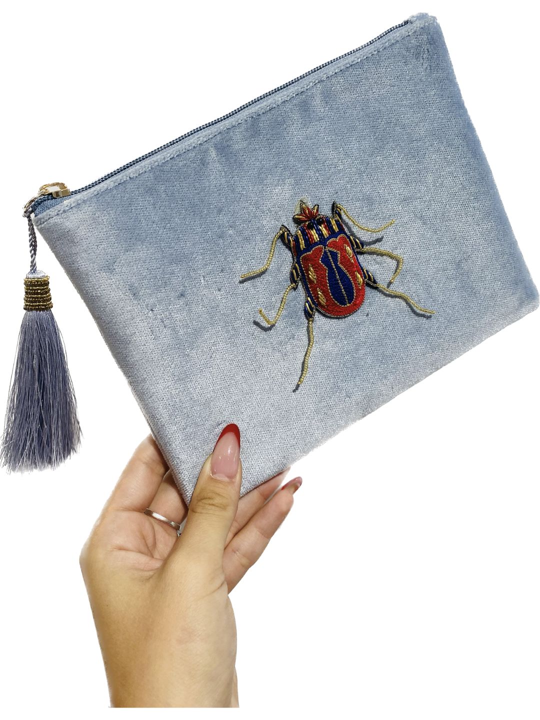 BUSTA VELLUTO SCARABEO AZZURRA