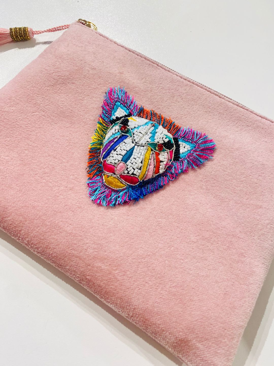 BUSTA VELLUTO TIGRE ROSA