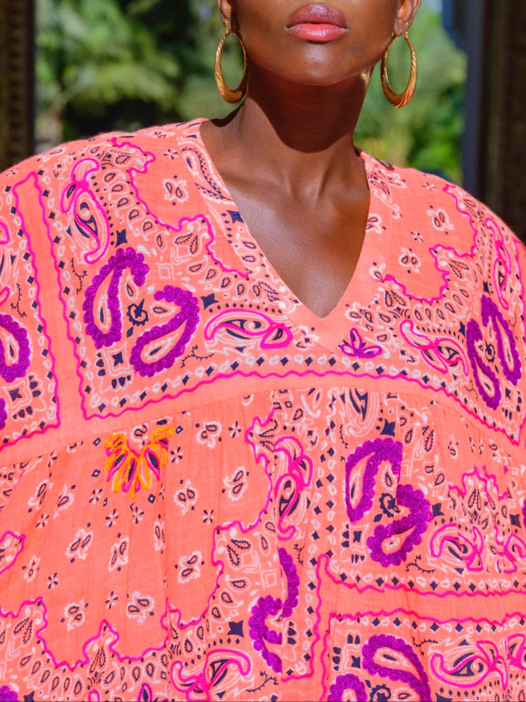 Blusa Bandana in Cotone Garzato Corallo ✨