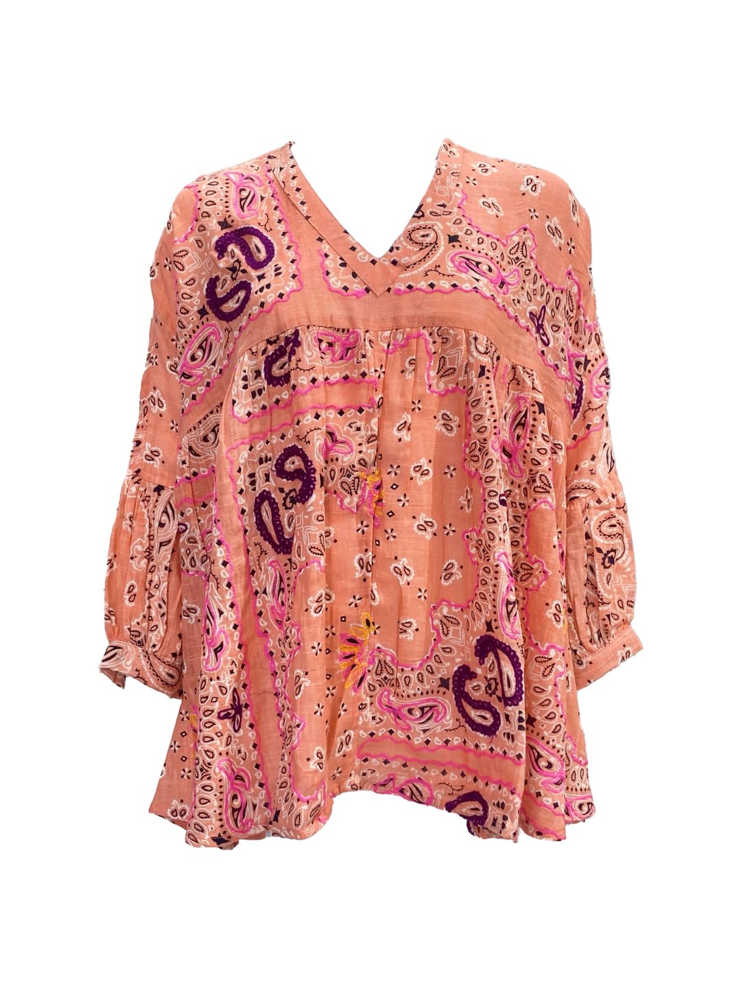 Blusa Bandana in Cotone Garzato Corallo ✨