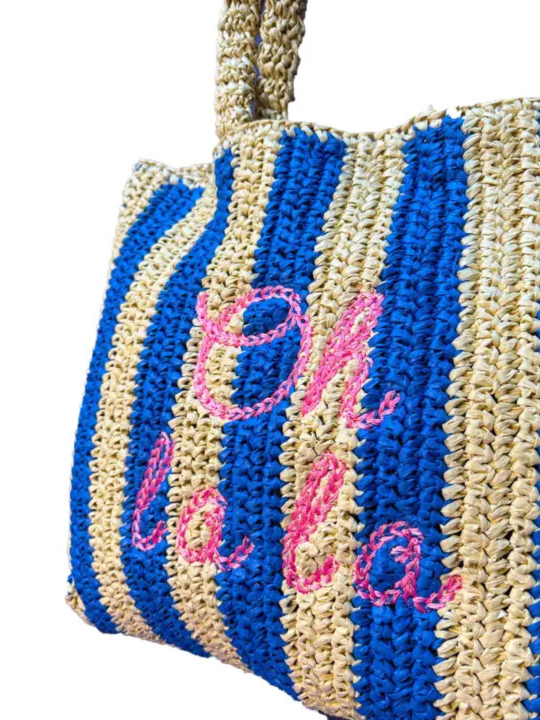 Borsa da Spiaggia in Paglia Personalizzata "Oh La La"
