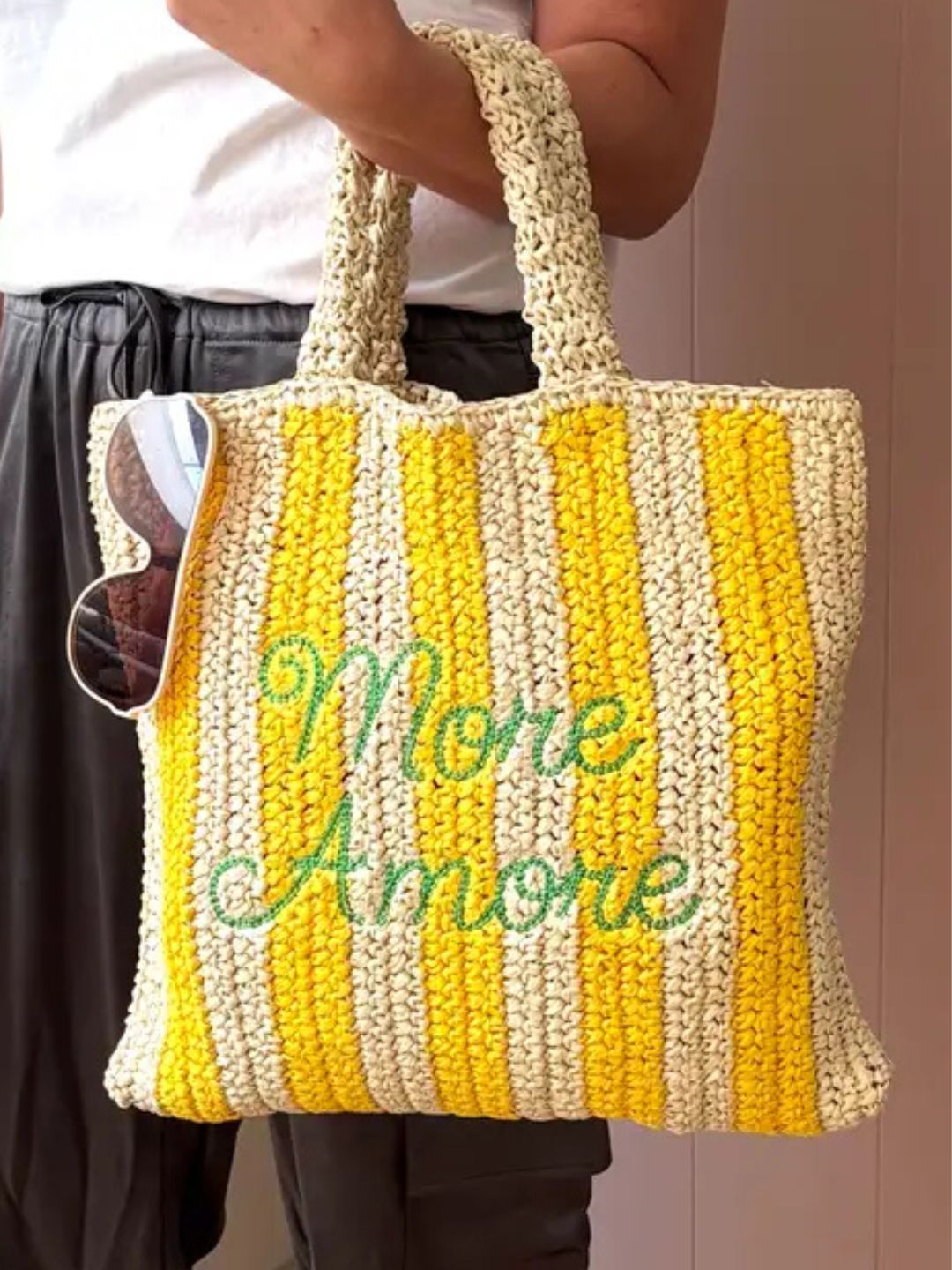 Borsa da Spiaggia in Paglia Personalizzata "More Amore"