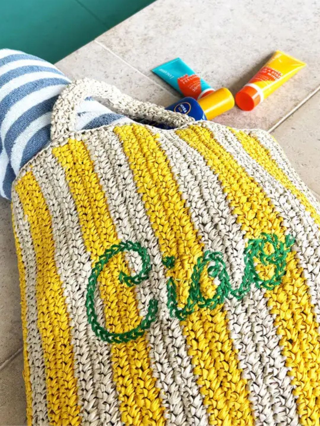 Borsa da Spiaggia in Paglia Personalizzata "Ciao"