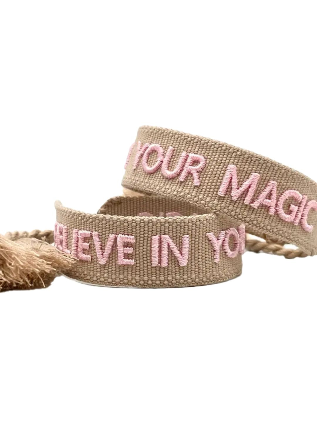 Bracciale "BELIEVE IN YOUR MAGIC" Toupe e Rosa