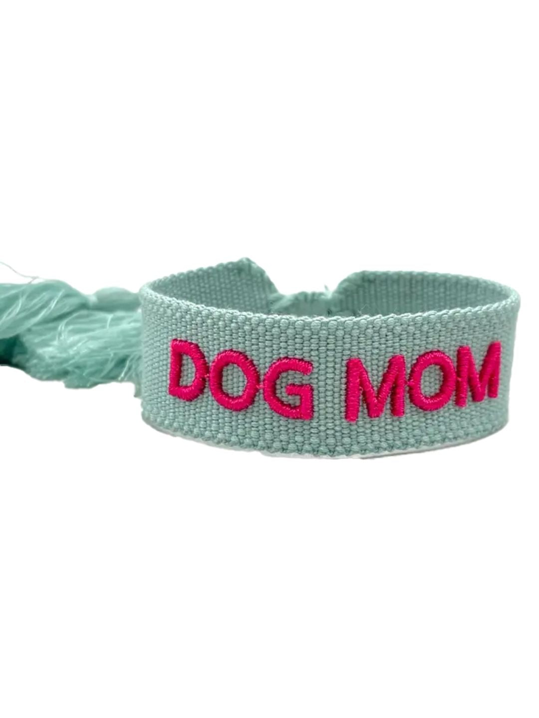 Bracciale "DOG MOM" Verde Acqua e Fucsia