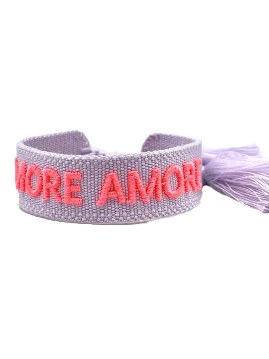 Bracciale "MORE AMORE" Lilla e Corallo Fluo