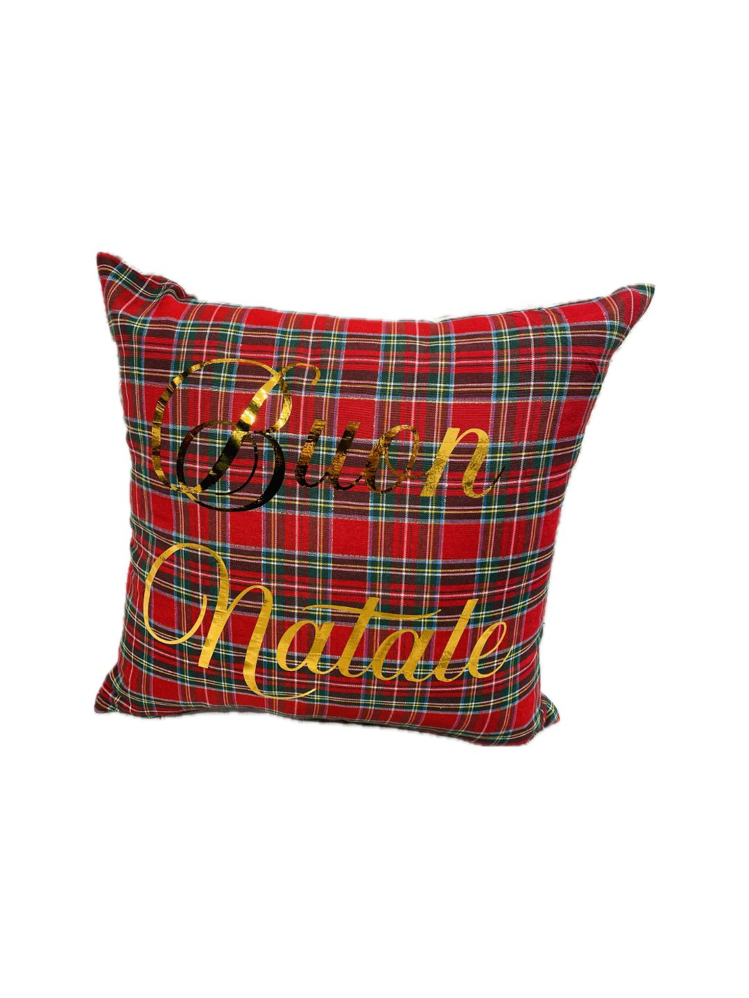 CUSCINO TARTAN ROSSO BUON NATALE