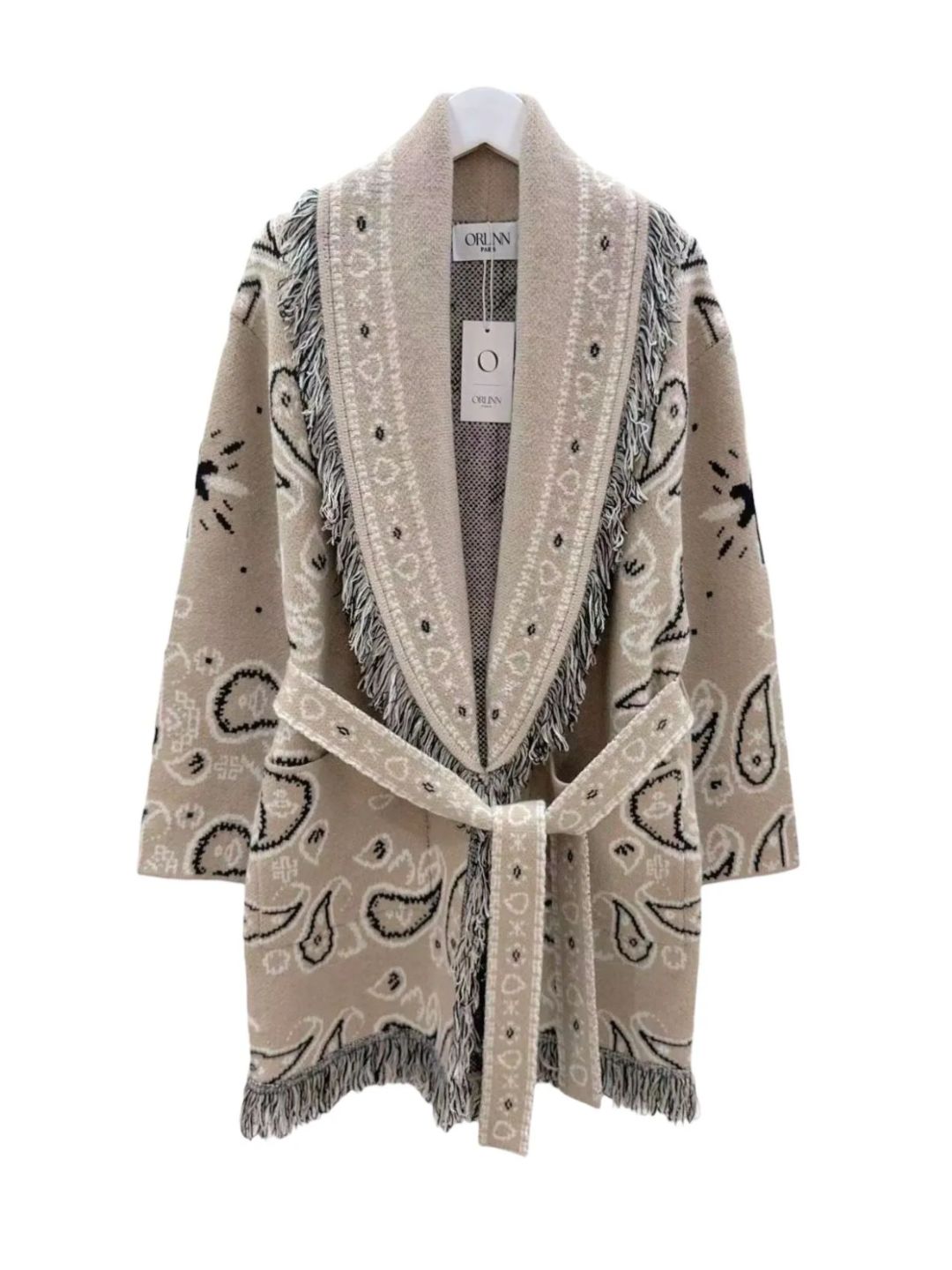 Black Bandana Cardigan with Fringes