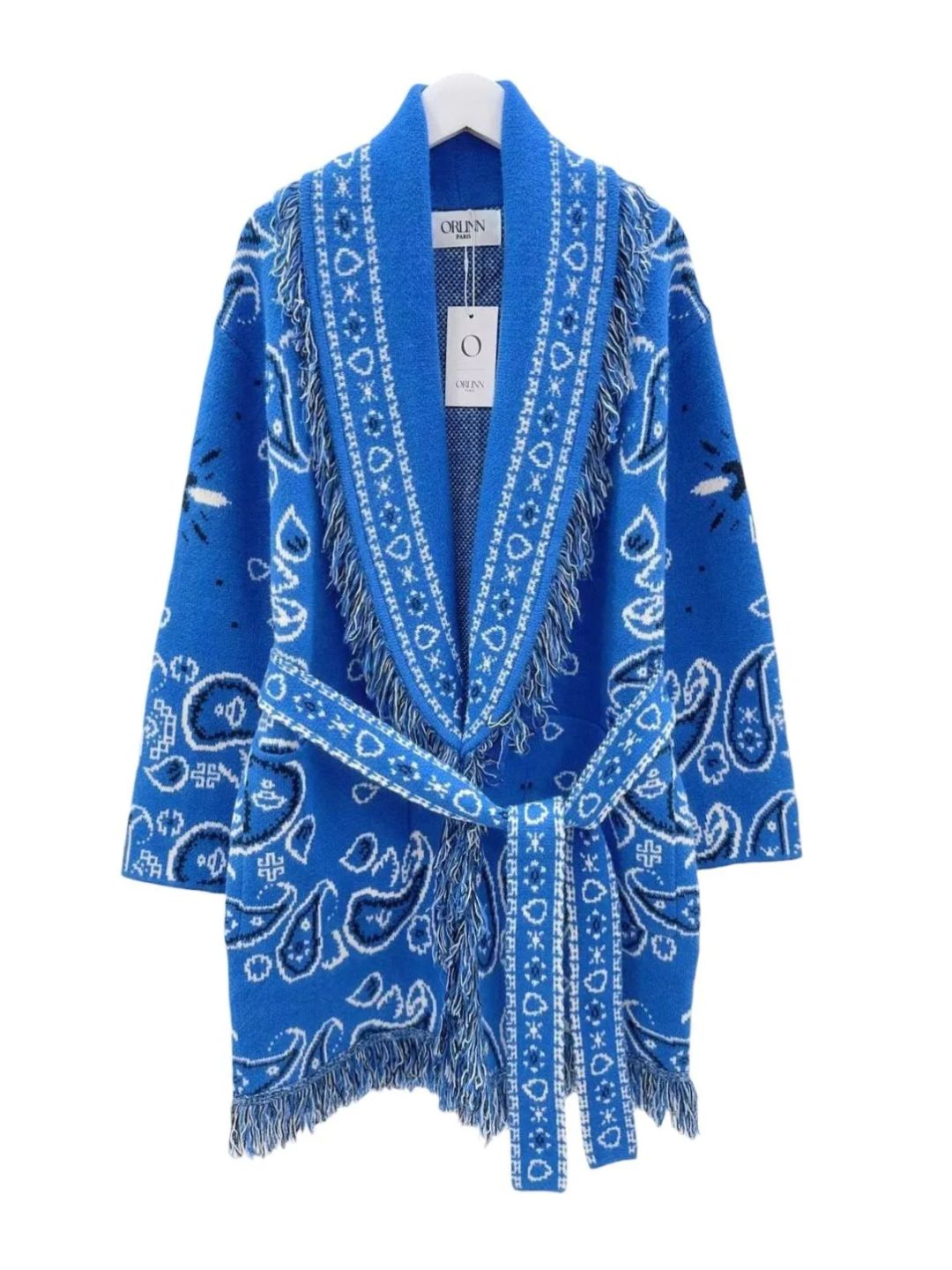 Cardigan Bandana con Frange Blu Cobalto