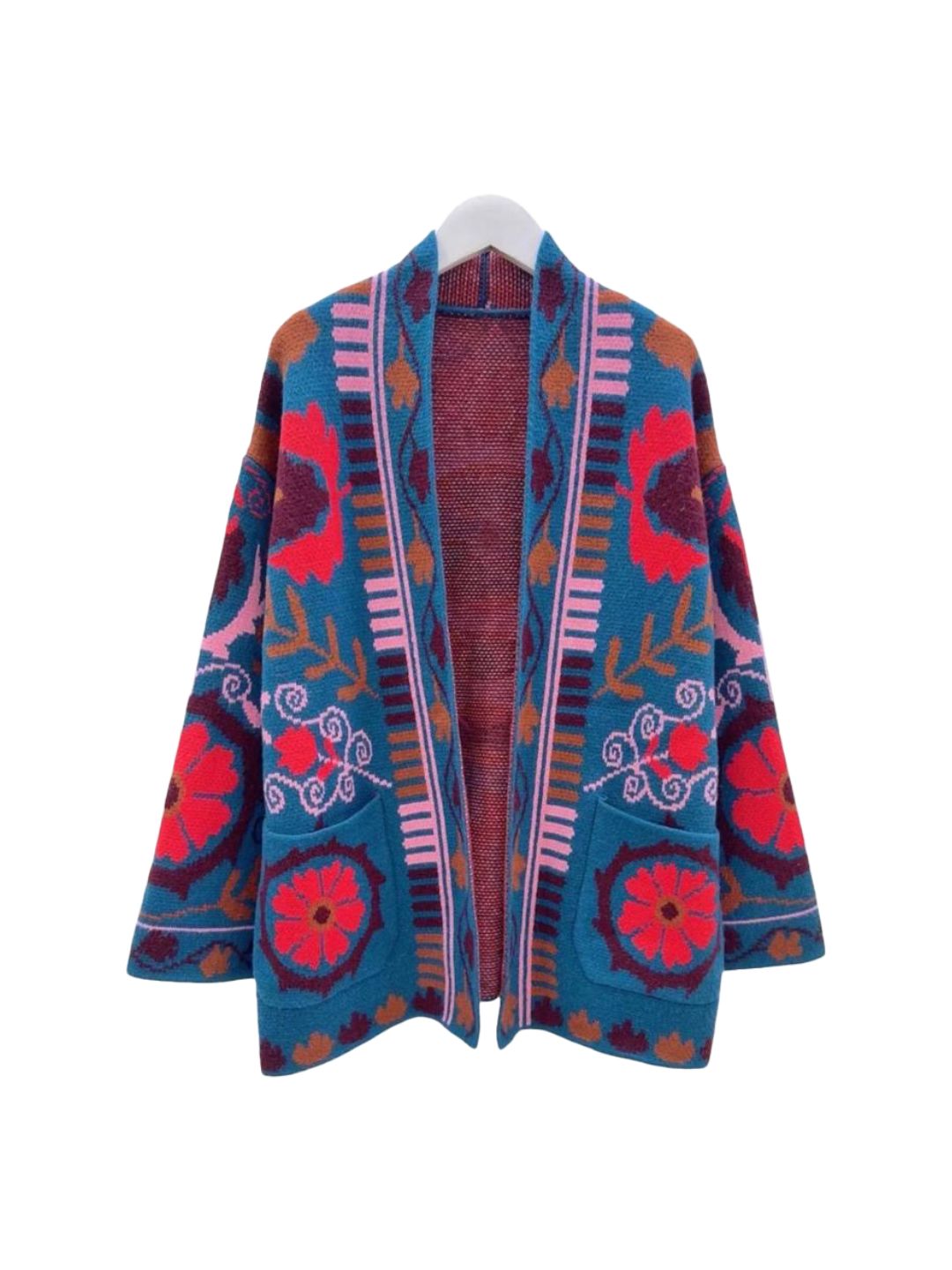 Cardigan Floreale Ottanio Rosa Rosso e Bordeaux 511